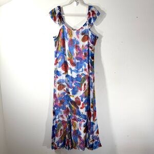 Pyramid Collection Colorful Abstract Print Maxi Dress Fairy NWOT
